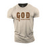 Beige t-shirt with 'GOD OVER EVERYTHING' text on a white background